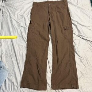 Gander Mountain Jeans Womens 14S Brown Wide-Leg Canvas Cargo Pockets